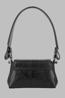 Vivienne westwood women’s borsa hazel black mini handbag with black snake-skin texture and silver hardware