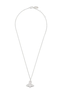 Vivienne Westwood women’s silver chain necklace with sparkling planet-inspired pendant featuring embedded crystals