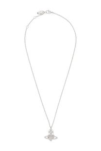 Vivienne Westwood women’s silver chain necklace with heart-shaped crystal pendant and orb logo