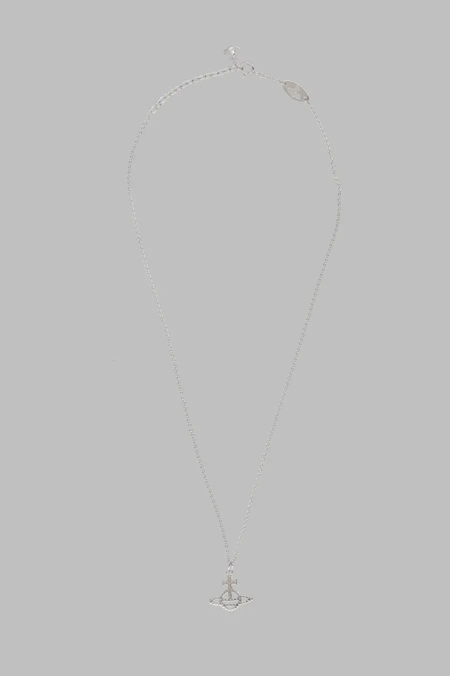 Vivienne westwood women’s silver chain necklace with small sparkling orbital pendant in classic design