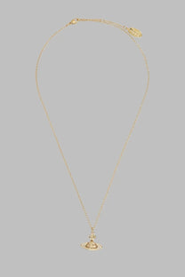 Vivienne Westwood women’s gold necklace with delicate chain and small orb pendant embedded with crystals