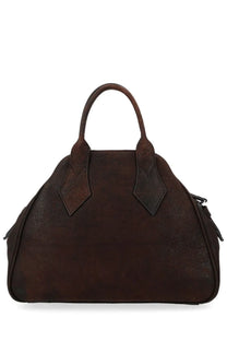 Vivienne Westwood women’s medium Yasmine bag in dark brown suede with rounded top and two sturdy handles