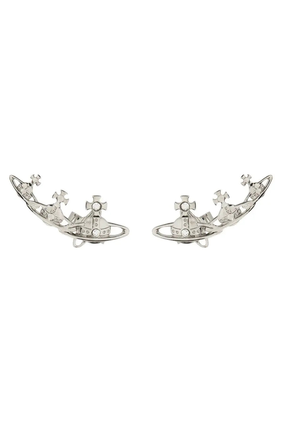 Vivienne Westwood women’s orecchini candy silver ear clips with celestial design crosses and embedded crystals