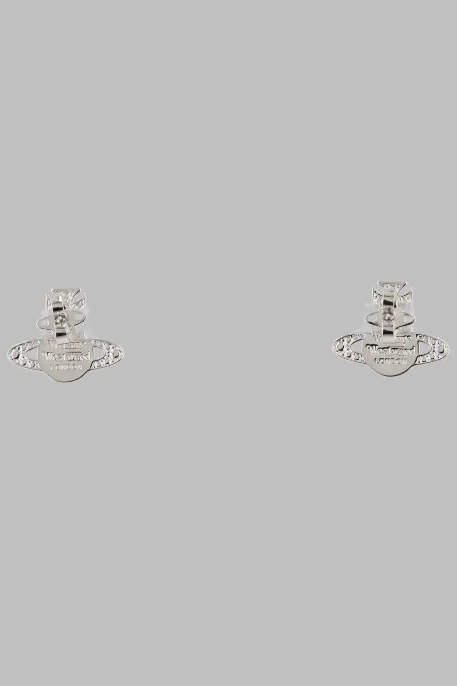 Vivienne Westwood women’s silver planet-shaped earrings with crystals and Vivienne Westwood engraving