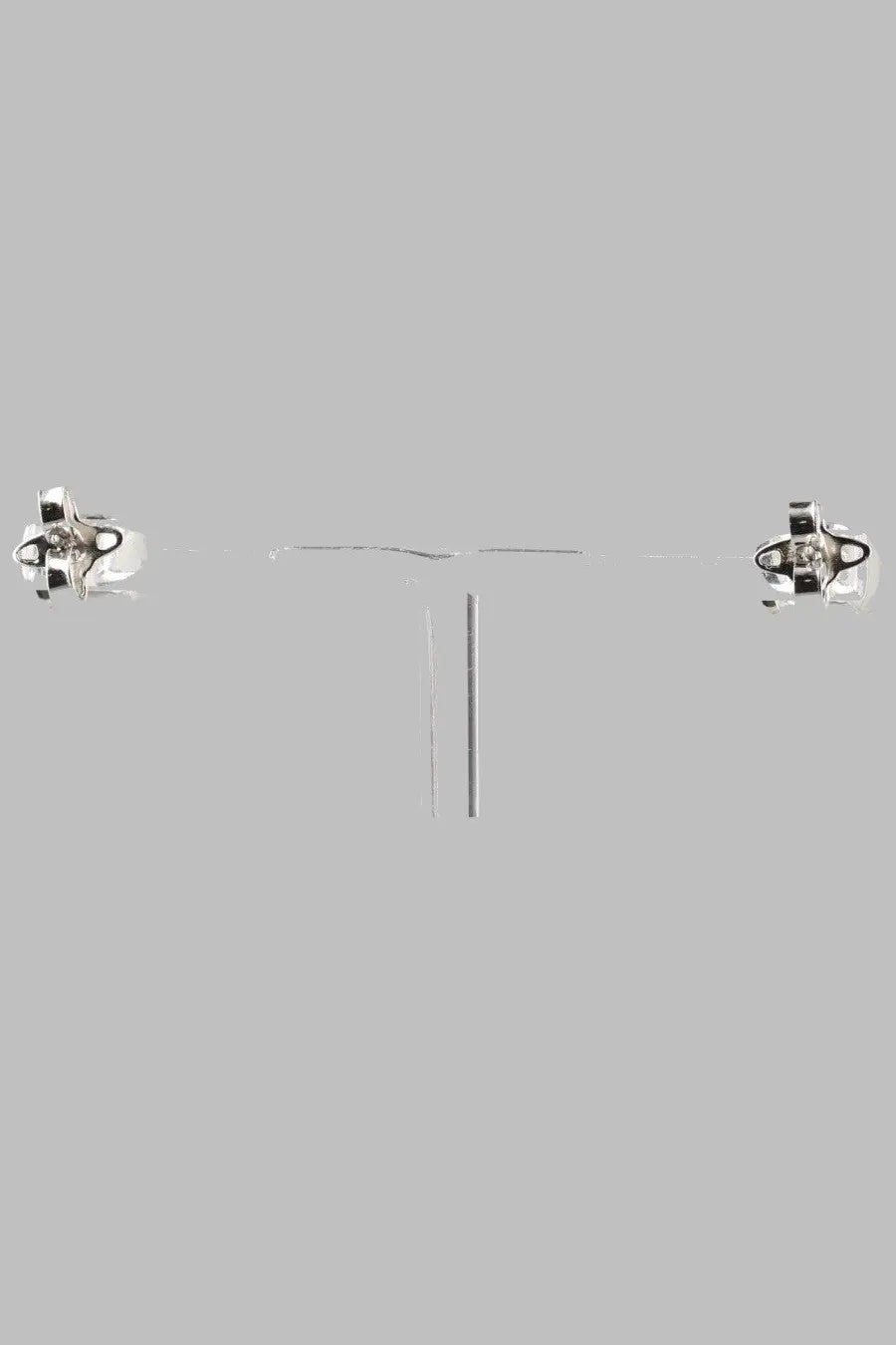 Vivienne Westwood women’s Orecchini Olga silver stud earrings with small clear gemstone in delicate metal frame