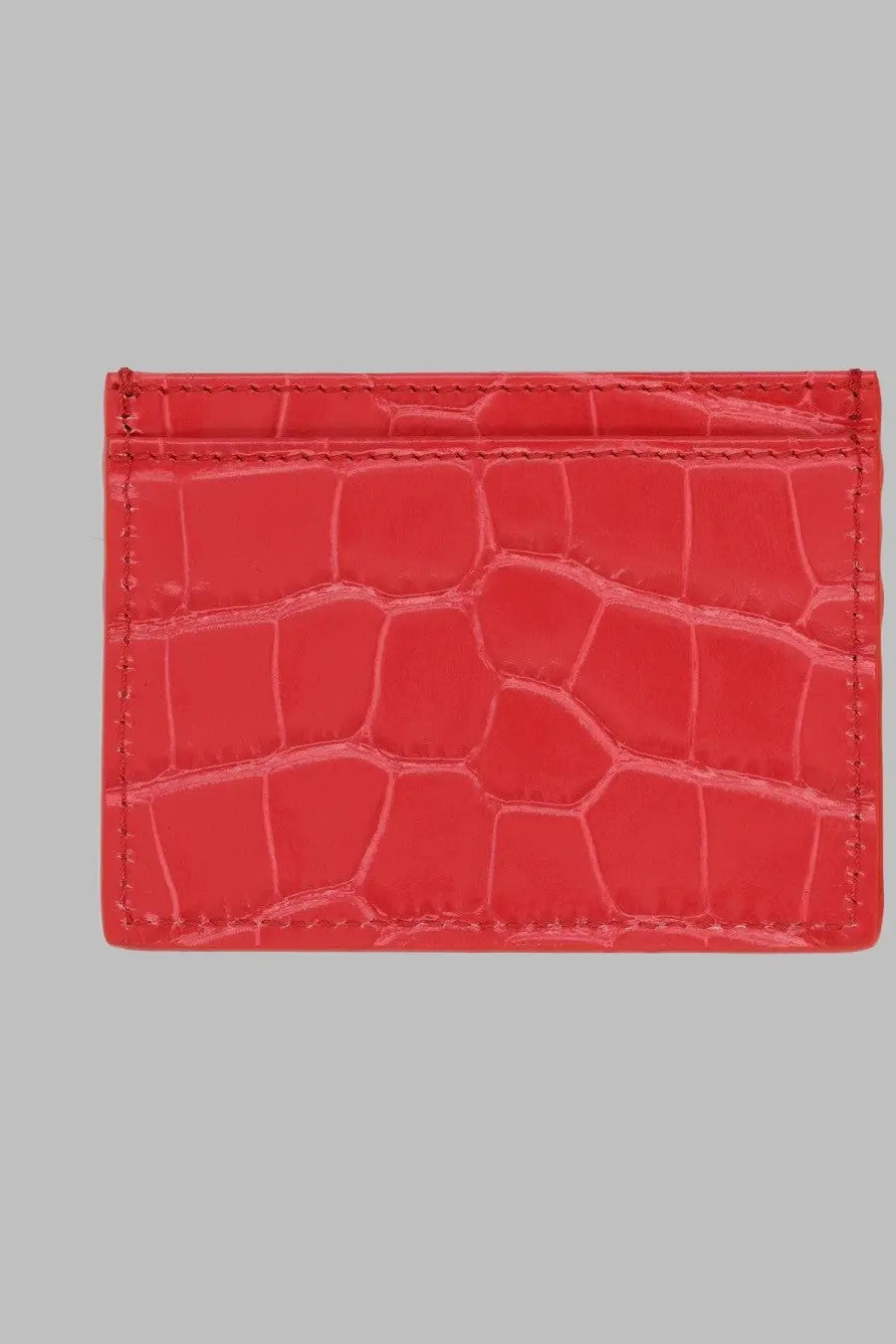 Vivienne Westwood women’s portacarte flat red card holder in vibrant red crocodile-embossed leather with stitching