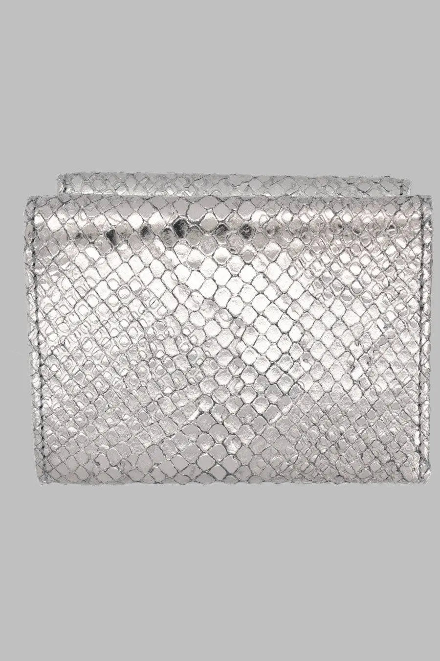 Vivienne westwood women’s portafoglio con dettaglio orb grey silver snake-print wallet with metallic finish and stitching