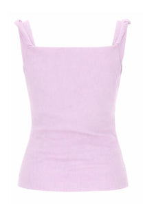 Vivienne Westwood women’s top Anna blue soft lavender ribbed knit with tied shoulder straps