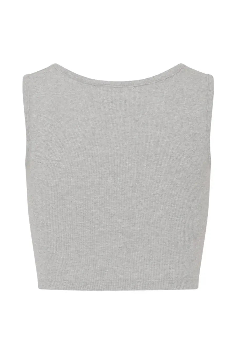 Vivienne Westwood women’s heather gray cropped sleeveless top with rounded neckline and ribbed hem