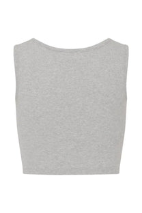 Vivienne Westwood women’s heather gray cropped sleeveless top with rounded neckline and ribbed hem