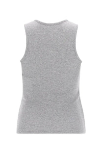 Vivienne Westwood women’s heather gray ribbed knit sleeveless top with rounded neckline in grey