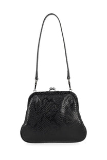 Vivienne westwood womens viviennes clutch bag black with black snake-skin texture silver clasp and matching strap