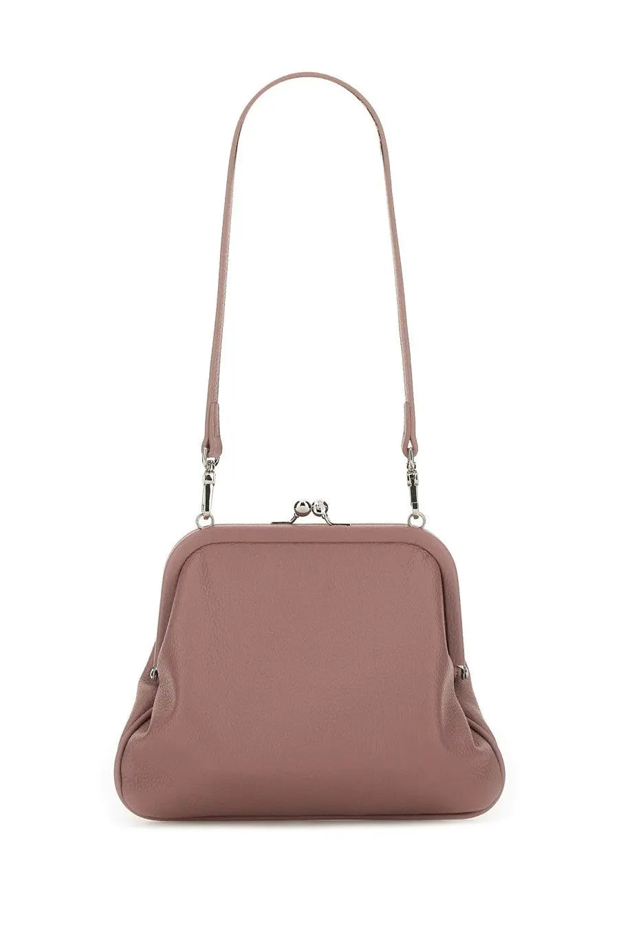 Vivienne westwood womens viviennes clutch blue soft rose-colored leather handbag with classic clasp and shoulder strap