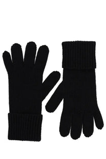 Vivienne westwood women’s black wool gloves with ribbed cuffs designed for touchscreen use showing back side