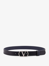 Valentino Men's Vlogo Leather Reversible Belt Black