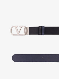Valentino Men's Vlogo Leather Reversible Belt Black