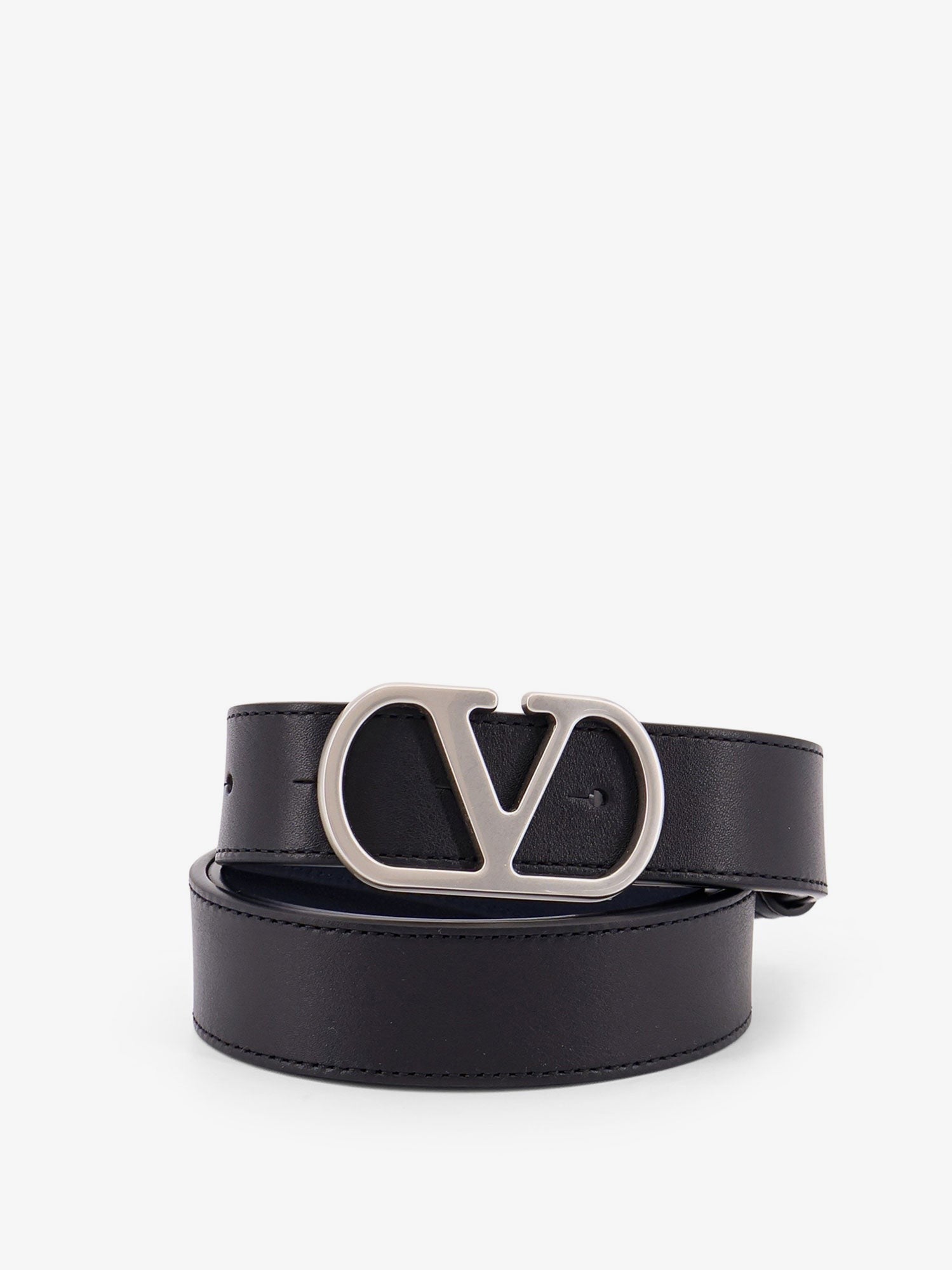 Valentino Men's Vlogo Leather Reversible Belt Black