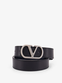 Valentino Men's Vlogo Leather Reversible Belt Black