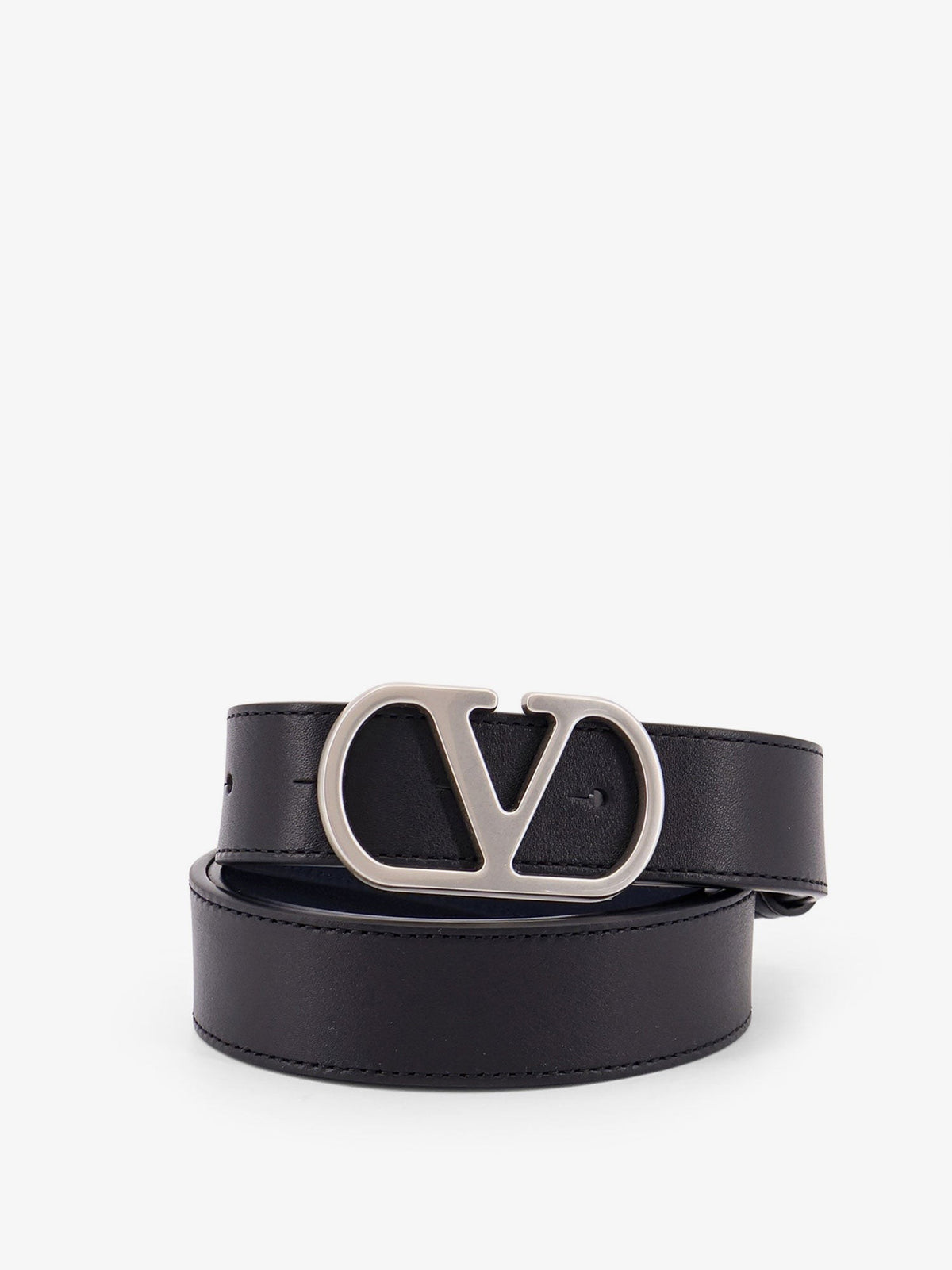 Valentino Men's Vlogo Leather Reversible Belt Black, view 3