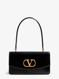 Valentino Women's Vlogo Leather Shoulder Bag Black