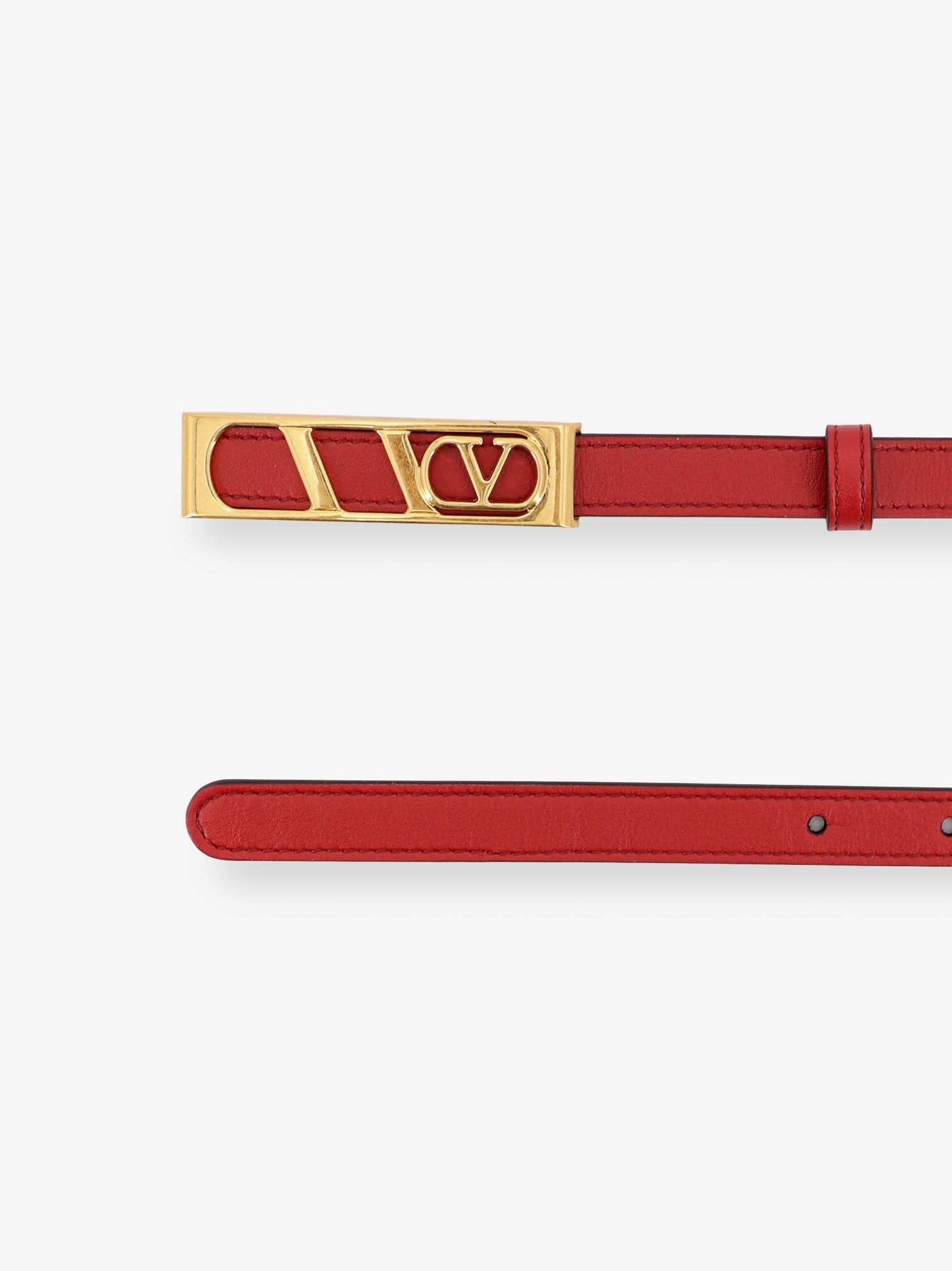 Valentino Women's Vlogo Signature Leather Belt Red