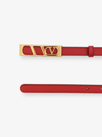 Valentino Women's Vlogo Signature Leather Belt Red