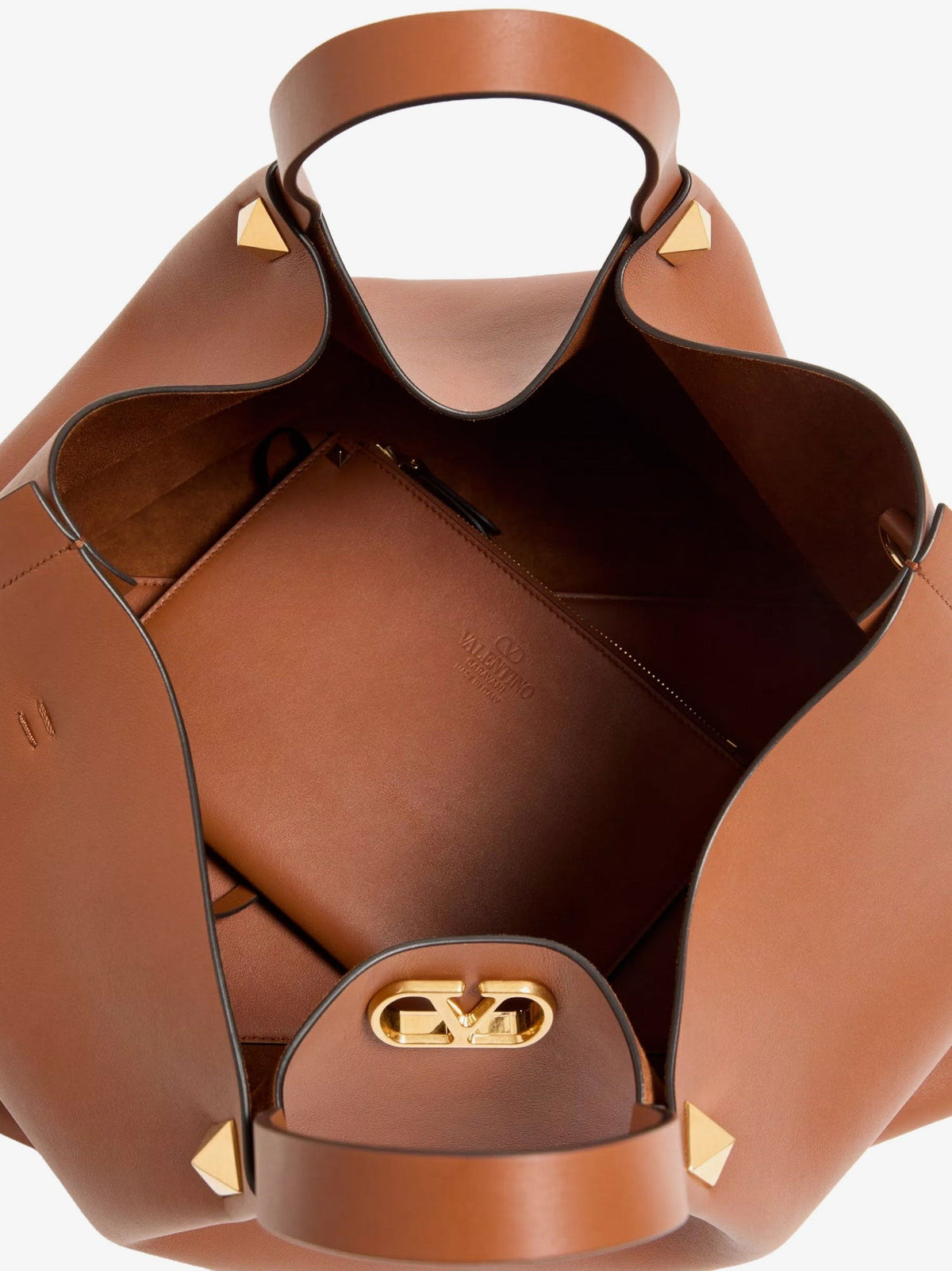 Valentino Women's Vlogo Signature Leather Tote Bag Brown