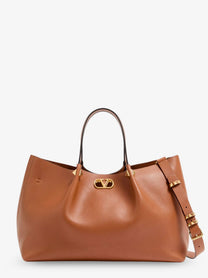 Valentino Women's Vlogo Signature Leather Tote Bag Brown