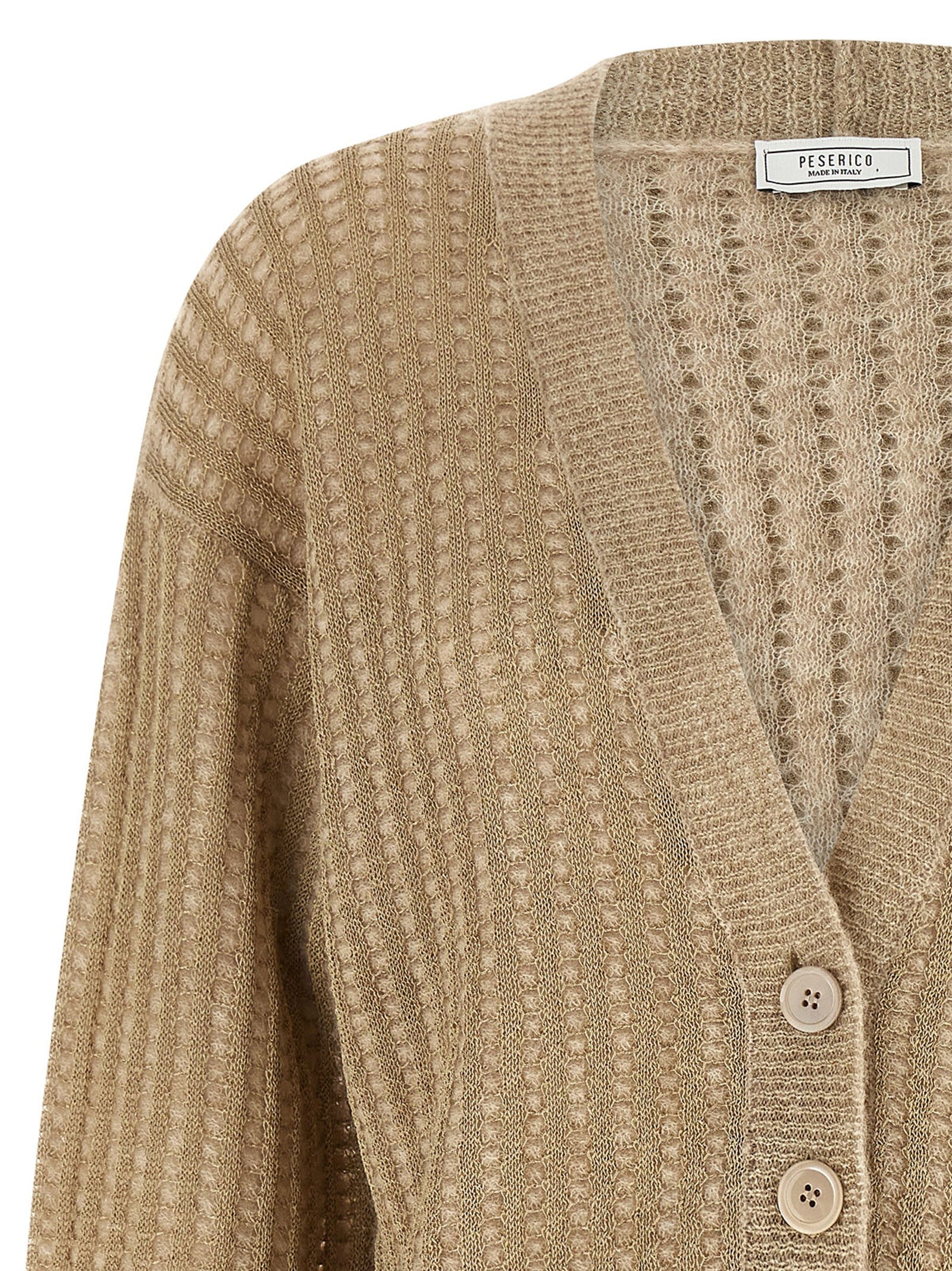 Peserico Waffle Lamé Cardigan Beige