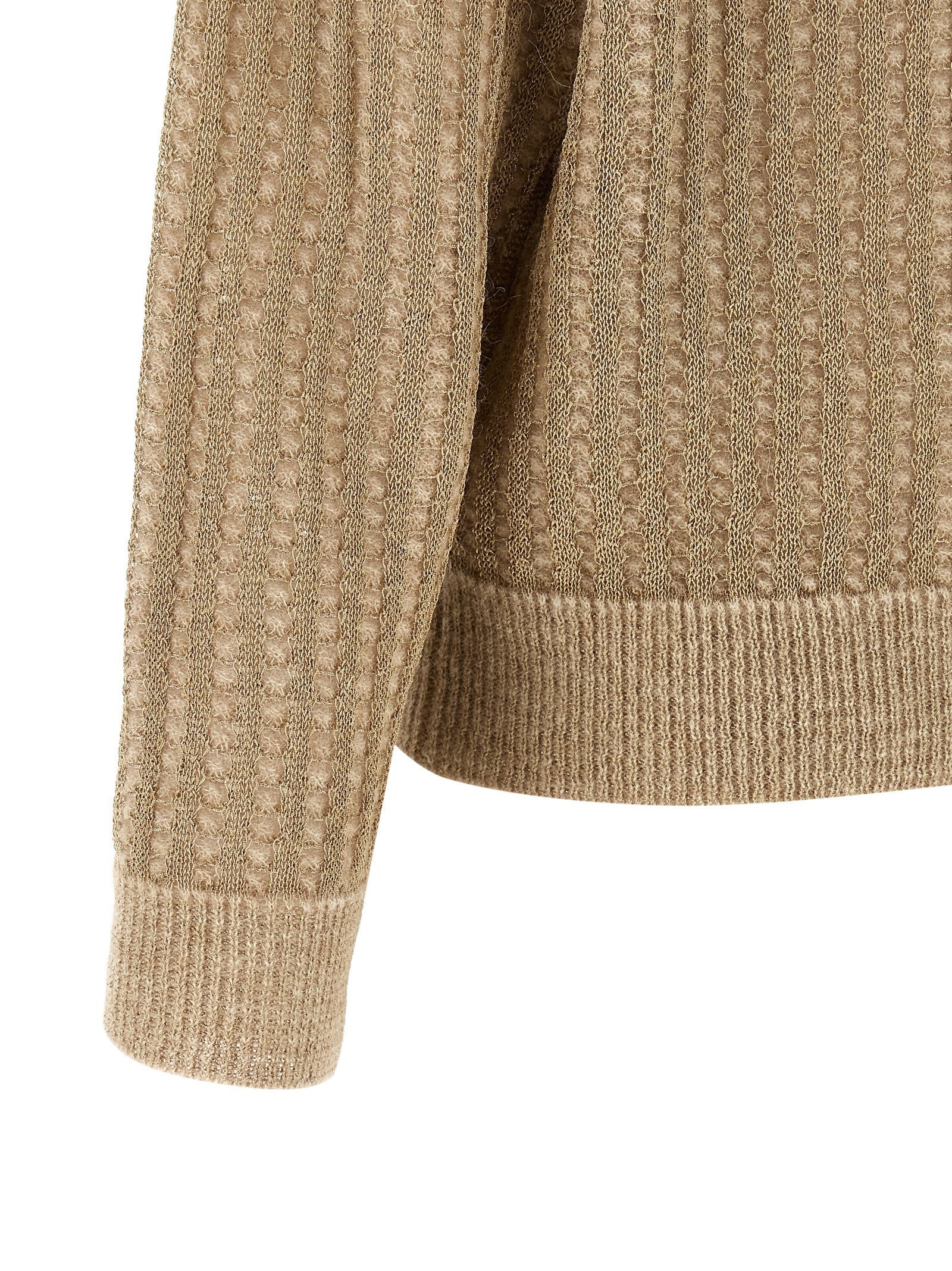 Peserico Waffle Lamé Cardigan Beige