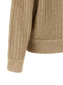 Peserico Waffle Lamé Cardigan Beige