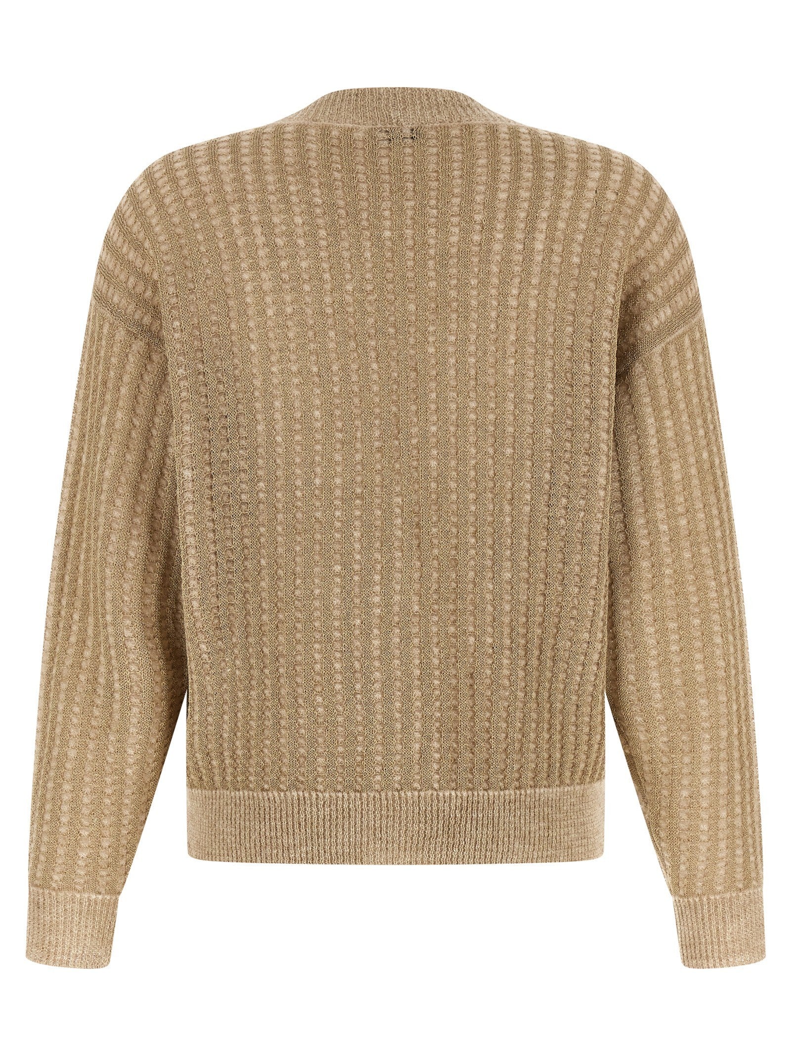 Peserico Waffle Lamé Cardigan Beige