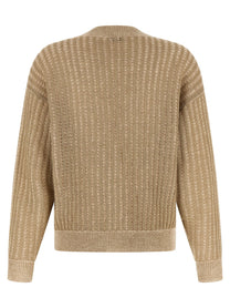 Peserico Waffle Lamé Cardigan Beige
