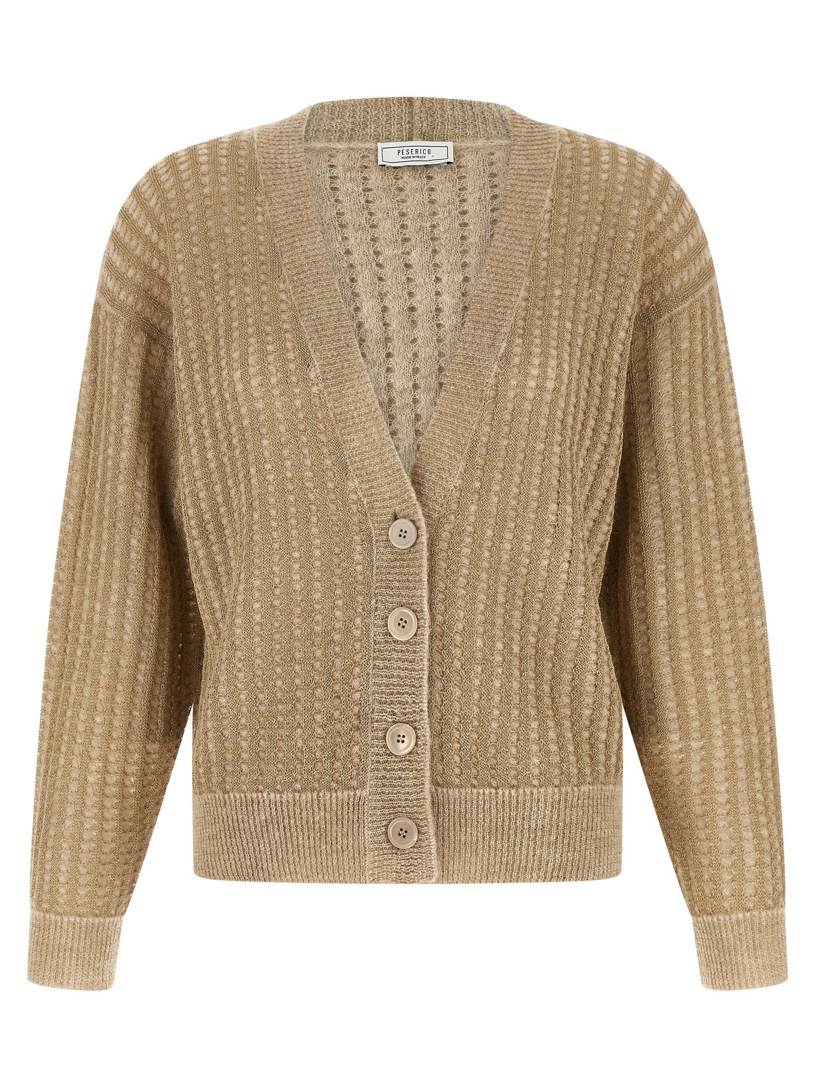 Peserico Waffle Lamé Cardigan Beige