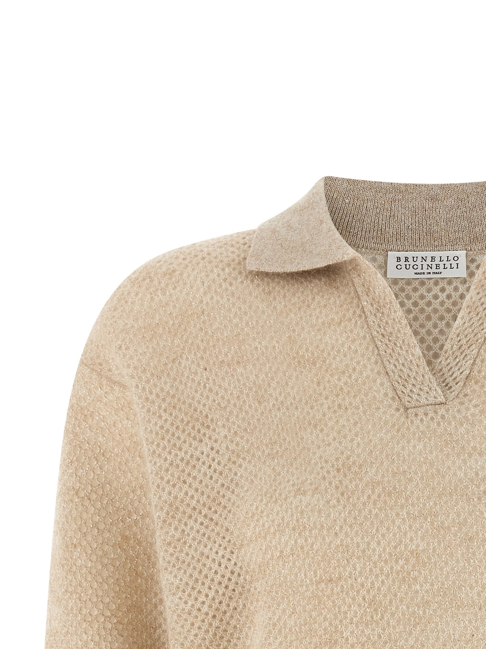 Brunello Cucinelli Waffle Processing Polo Shirt Gold