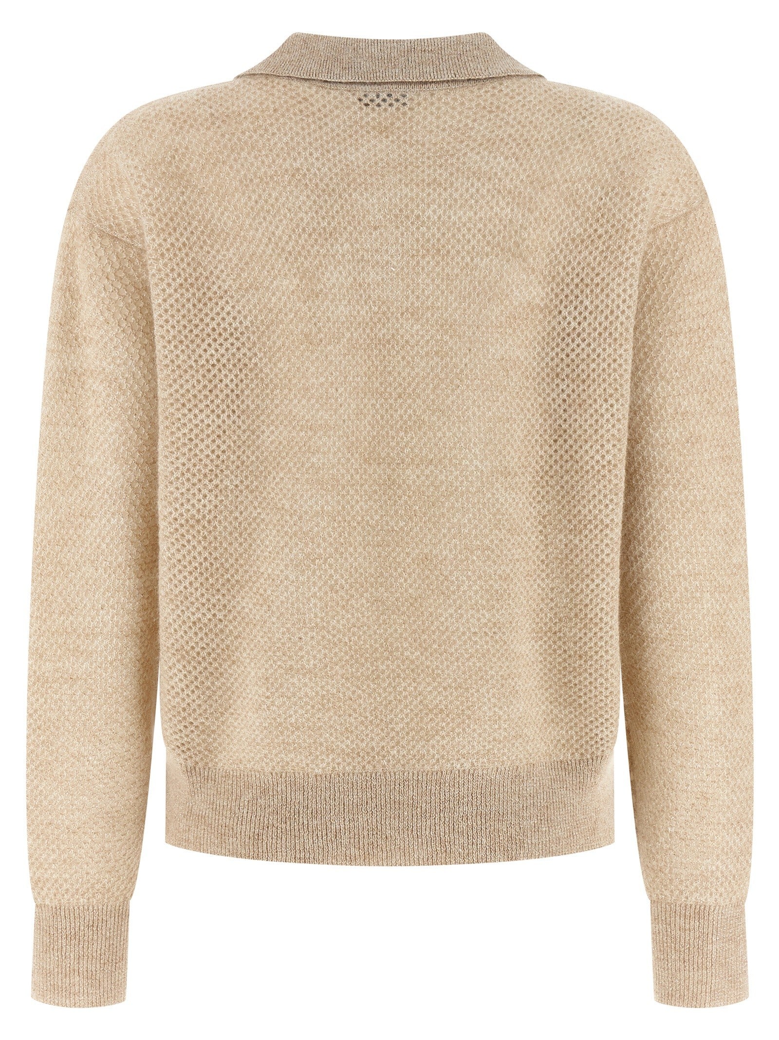 Brunello Cucinelli Waffle Processing Polo Shirt Gold