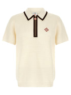 Casablanca Waffle Stitch Knit Polo Shirt White