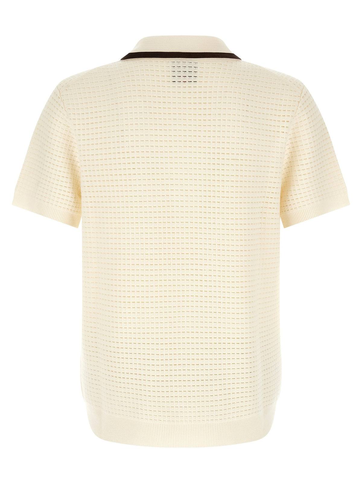 Casablanca Waffle Stitch Knit Polo Shirt White, view 2