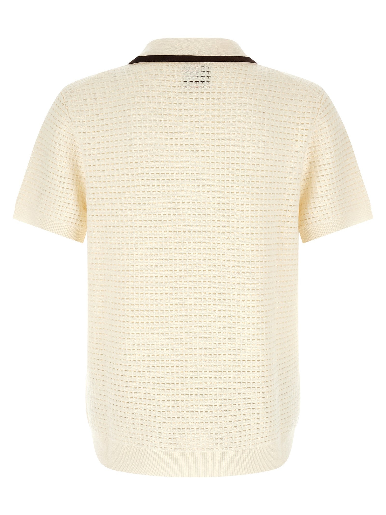 Casablanca Waffle Stitch Knit Polo Shirt White