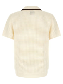 Casablanca Waffle Stitch Knit Polo Shirt White