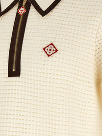 Casablanca Waffle Stitch Knit Polo Shirt White