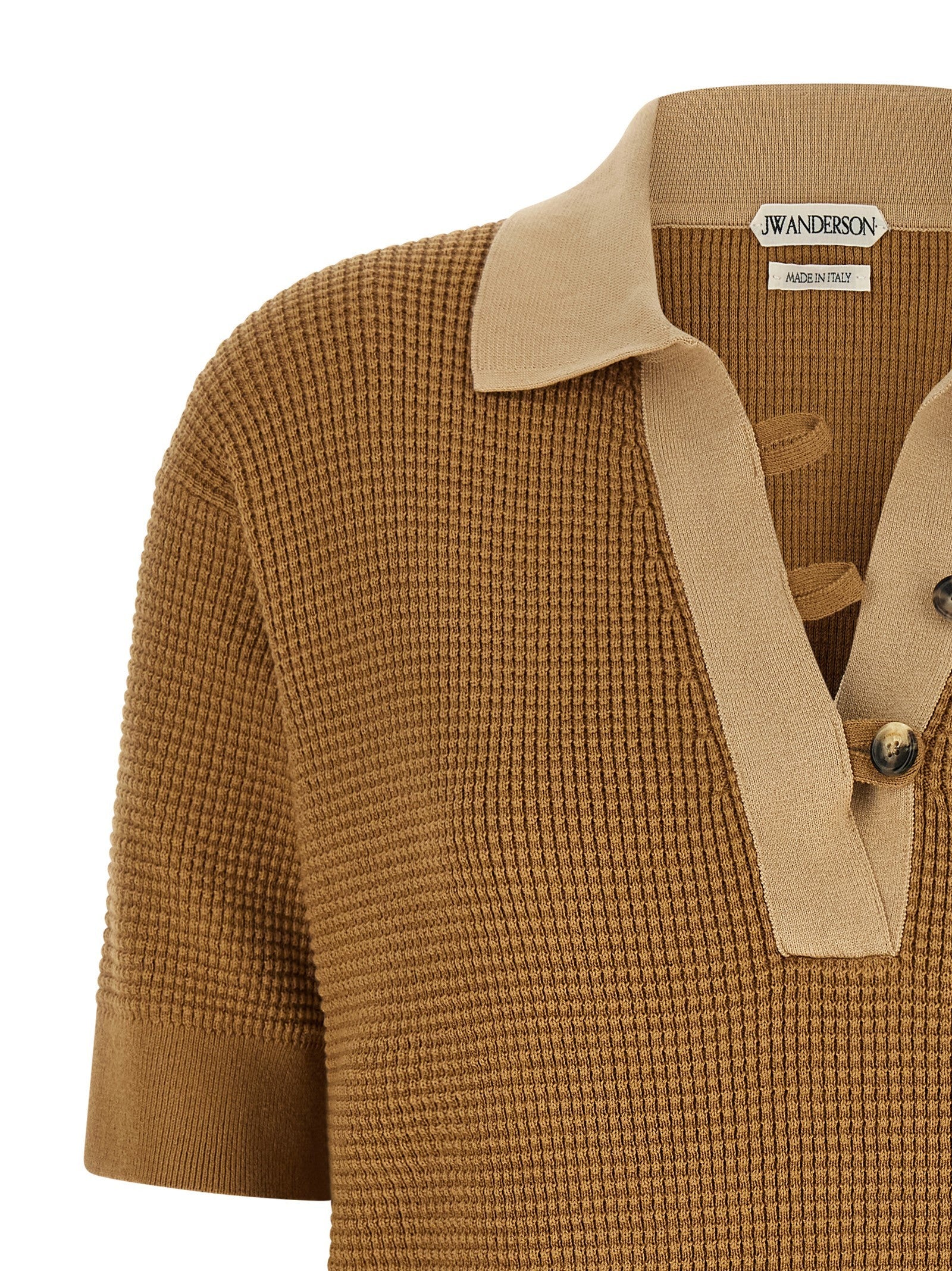 JW Anderson Waffle Stitch Polo Shirt Beige