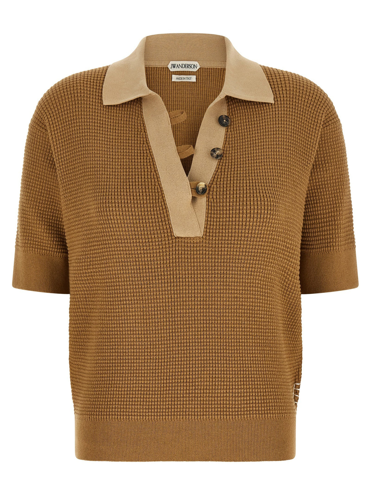 JW Anderson Waffle Stitch Polo Shirt Beige