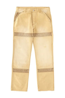 Beige wales bonner unisex jeans sierra brown work pants with reinforced patches and contrasting stitching visible from the back