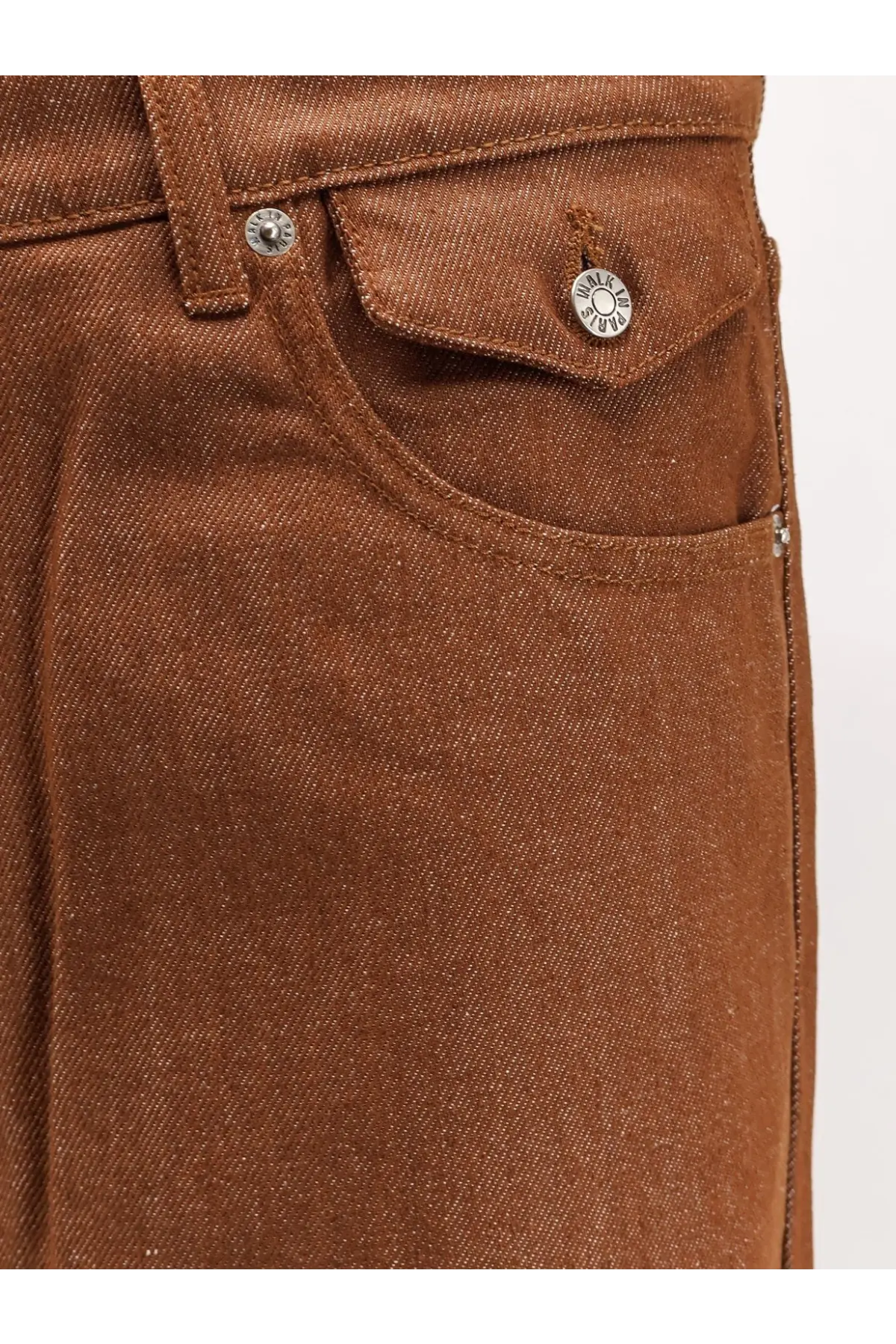 Walk In Paris Men's Baggy Brown Denim Trousers Brown, view 3