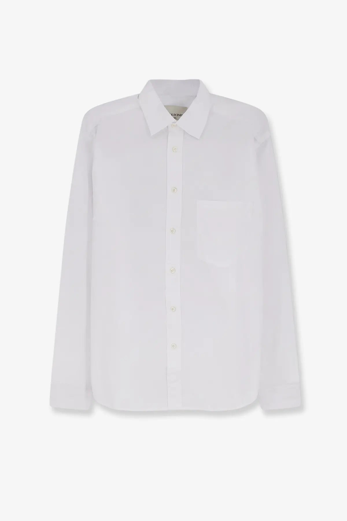 Walk in Paris men’s classic white cotton button-down shirt with a classic collar and single chest pocket