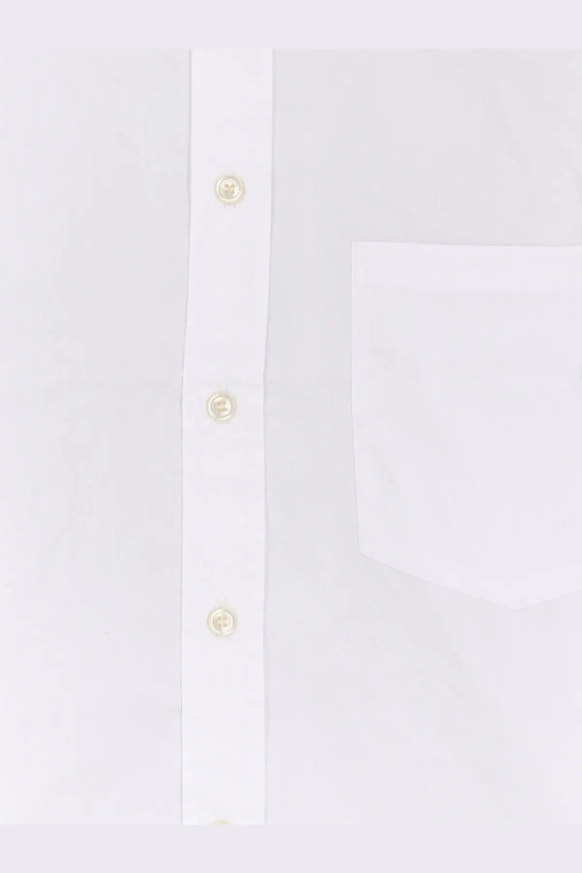 White walk in Paris men’s classic cotton shirt with cream buttons and a neatly stitched pocket