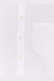 White walk in Paris men’s classic cotton shirt with cream buttons and a neatly stitched pocket