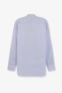 Walk in paris men’s classic cotton shirt in light blue and white vertical stripes with long sleeves and classic collar