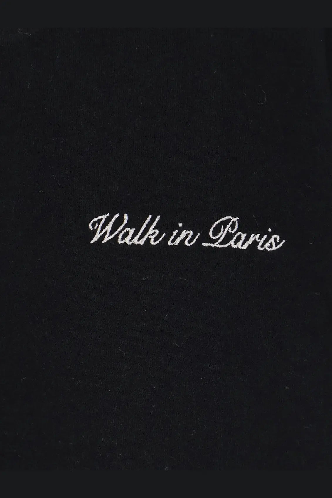 Black velvet notebook cover with walk in paris embroidered in white cursive thread for men’s cotton shirt product